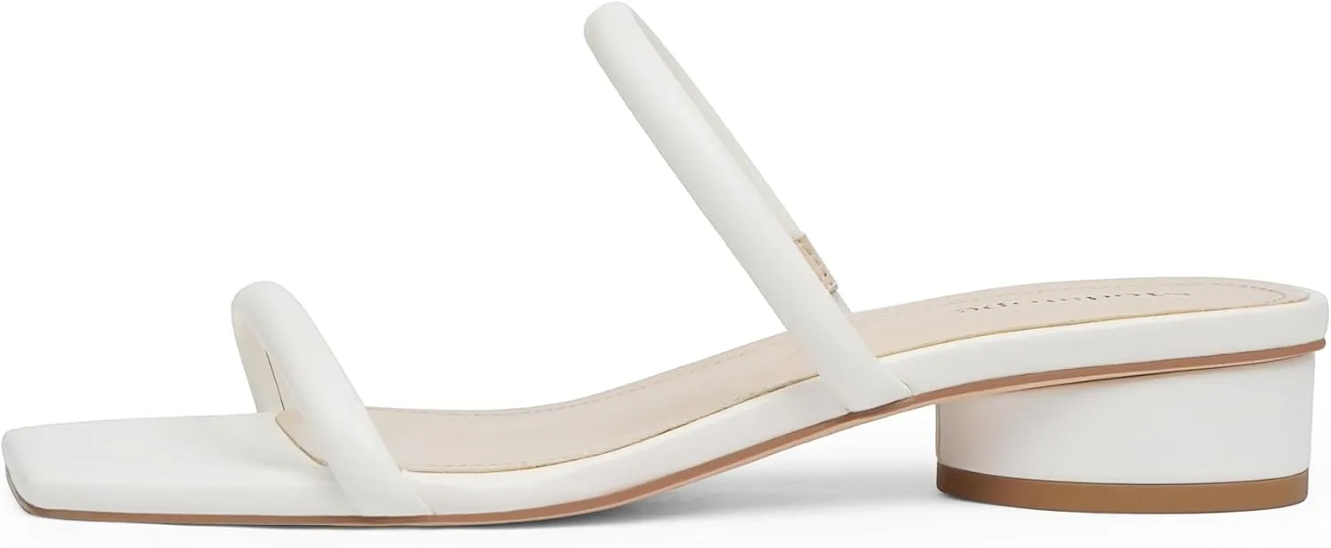 Modatope Square Open Toe Heeled Sandals Women Two Strap Chunky Heel Sandals for Women Low Block Heel Sandal Dressy