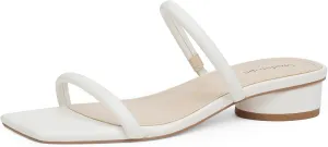 Modatope Square Open Toe Heeled Sandals Women Two Strap Chunky Heel Sandals for Women Low Block Heel Sandal Dressy