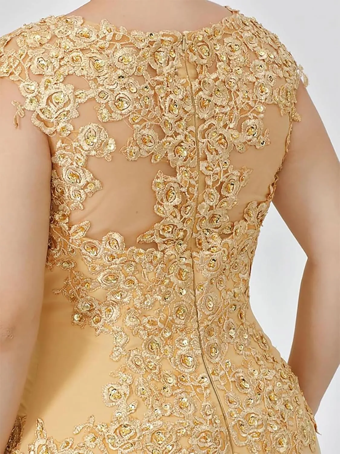 Mother of The Bride Dresses Scoop Neck - Appliqued Chiffon Formal Dress Plus Size