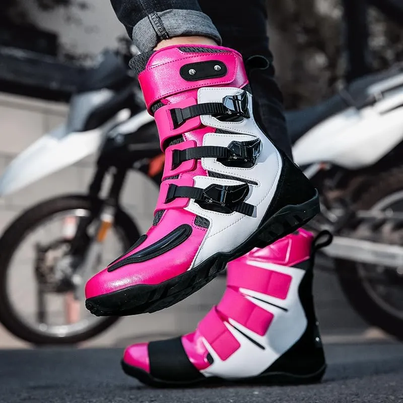 Motorcycle Riding Boots – Durable Leather Boots for Men & Women, Anti-Slip Sole, Racing & Sports Protection
