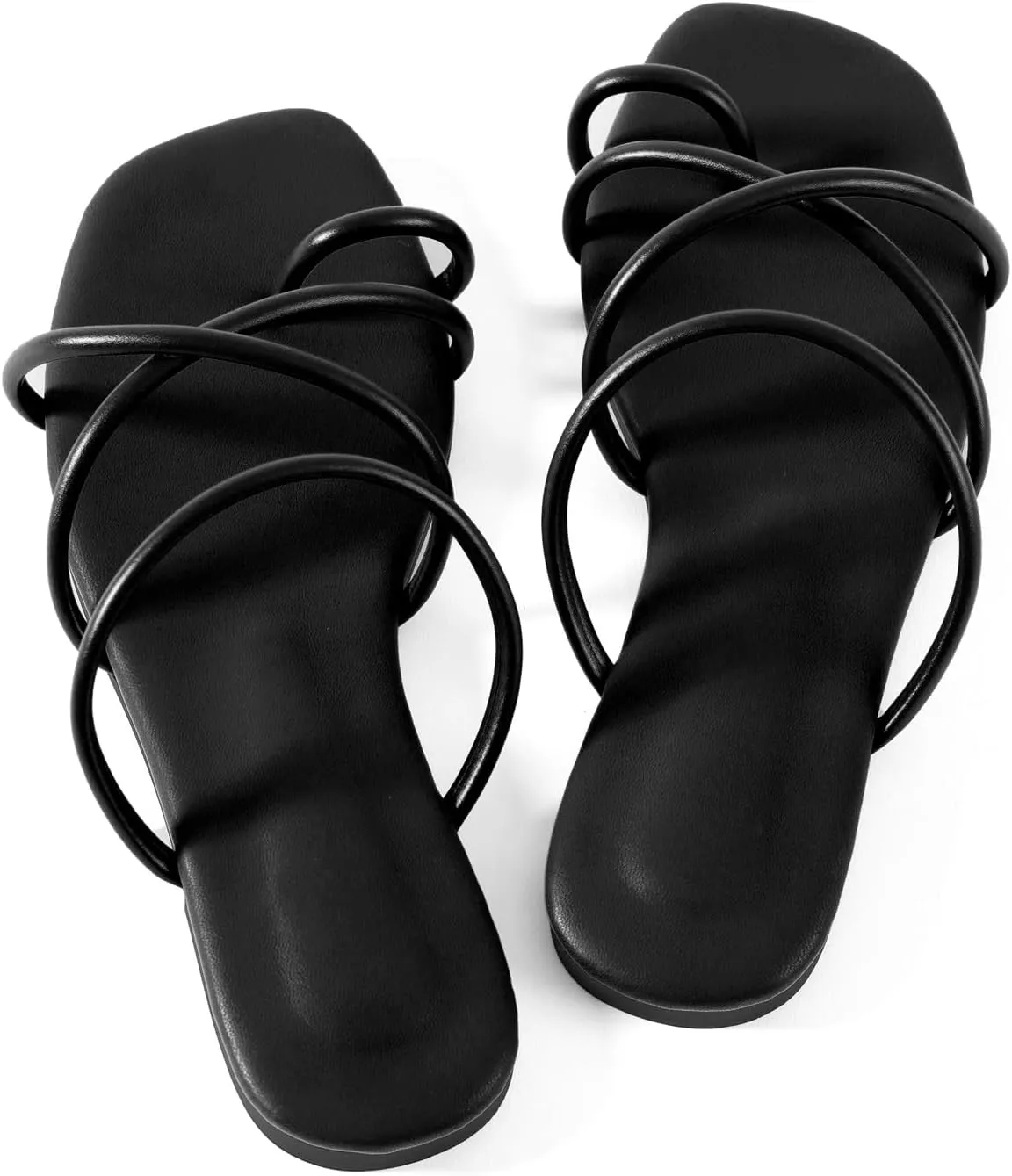 Mtzyoa Women Flat Sandals Strappy Leather Nude Summer Comfort Fashion Slides Sandals
