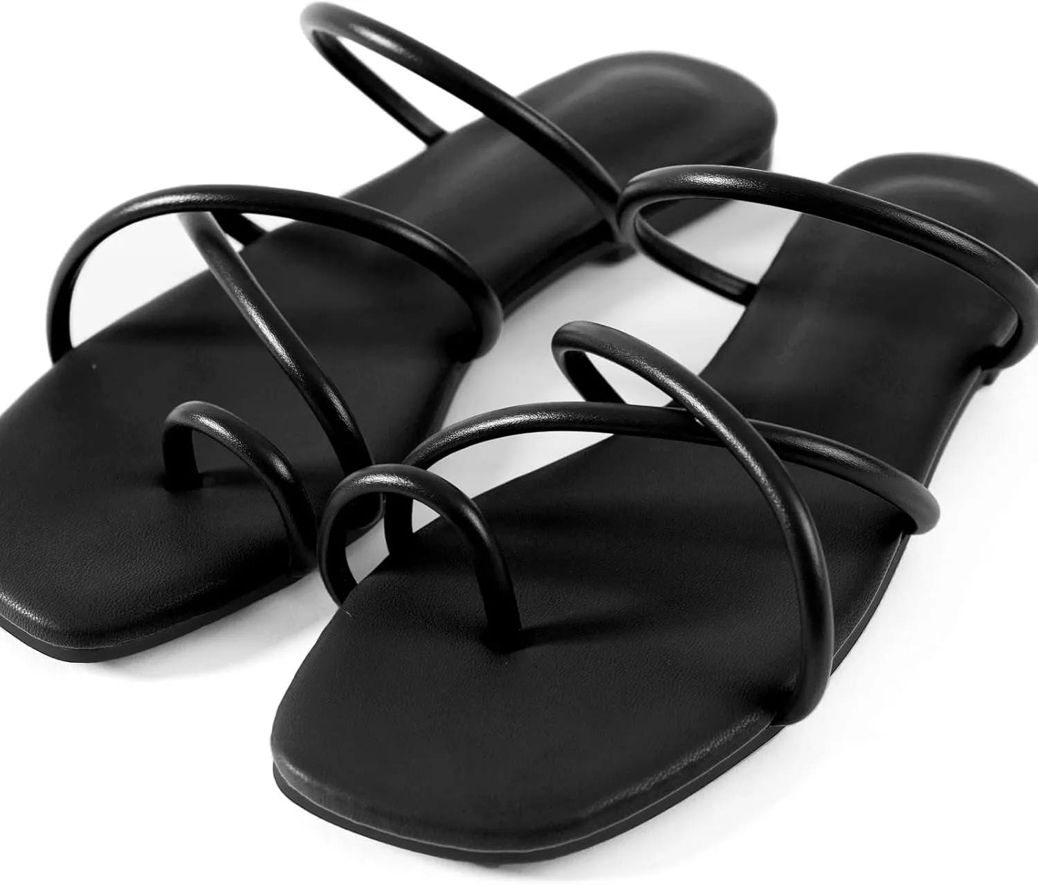Mtzyoa Women Flat Sandals Strappy Leather Nude Summer Comfort Fashion Slides Sandals