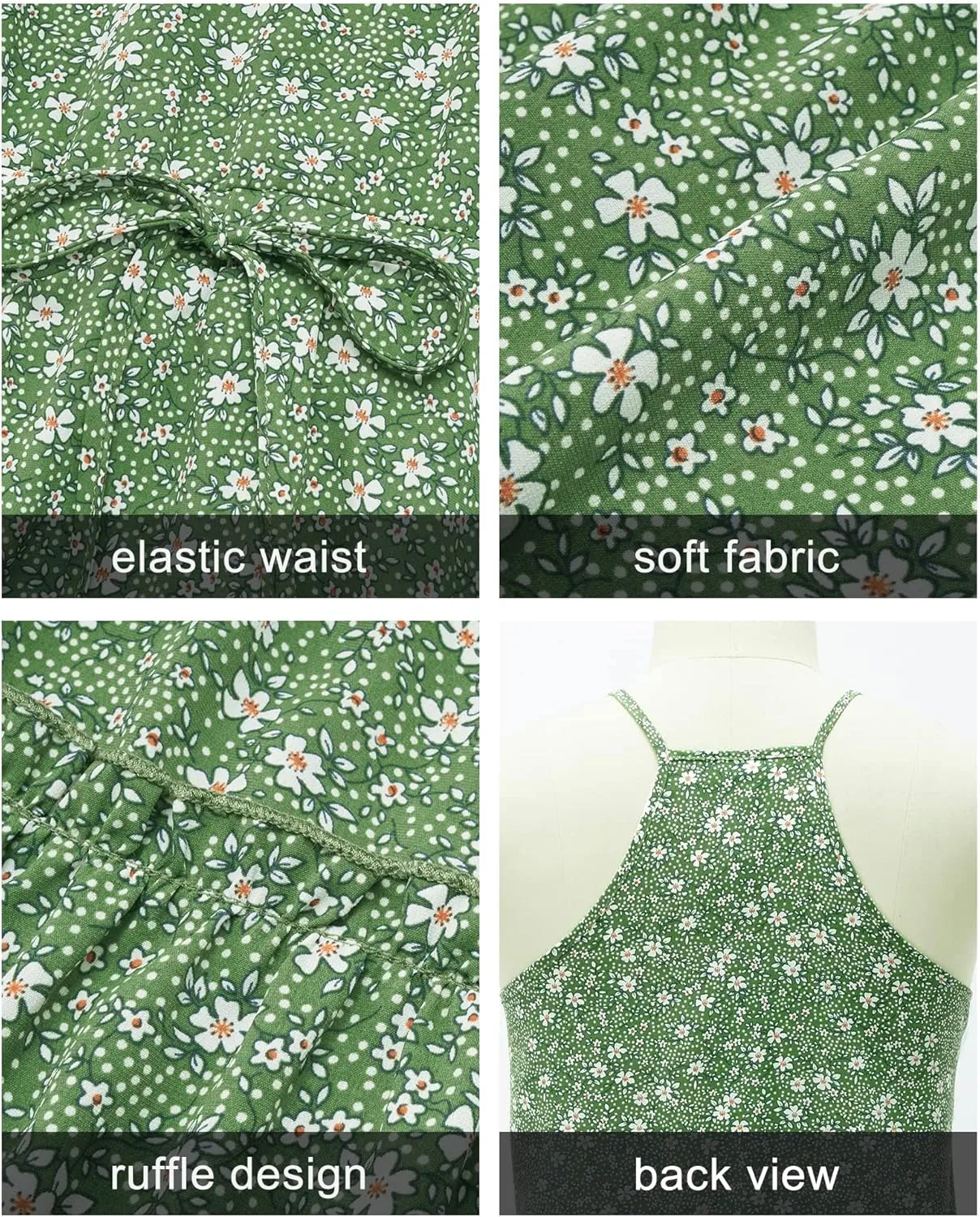 Newshows Women's 2025 Summer Dress Spaghetti Strap Casual Boho Beach Vacation Outfits Drawstring Ruffle Hem Sundress Trendy