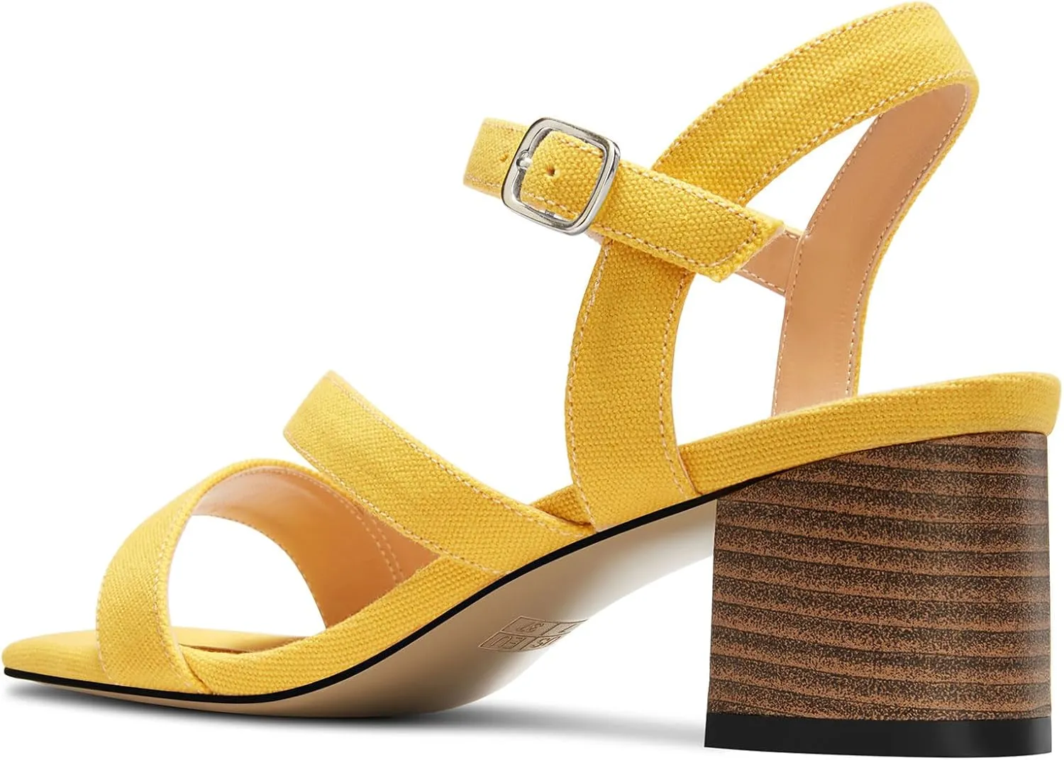 NobleOnly Womens Mid Block Heel Open Toe Ankle Strap Buckle Sandals Casual Office Dress Denim Summer Shoes 2.0 Inches Heels