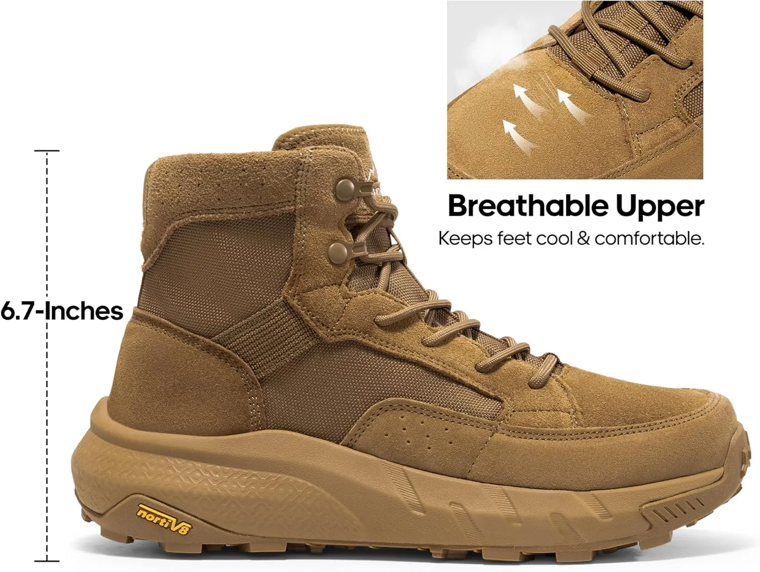 NORTIV 8 Men's Lightweight Casual Work Boots Leather Military Outdoor Hiking Motorcycle Combat Boots Commando