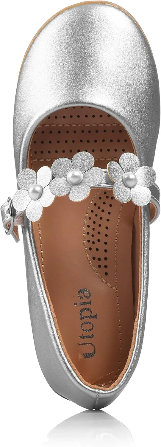 Nova Utopia Toddler Little Girls Flower Girl Dress Ballet Mary Jane Bow Flat Shoes