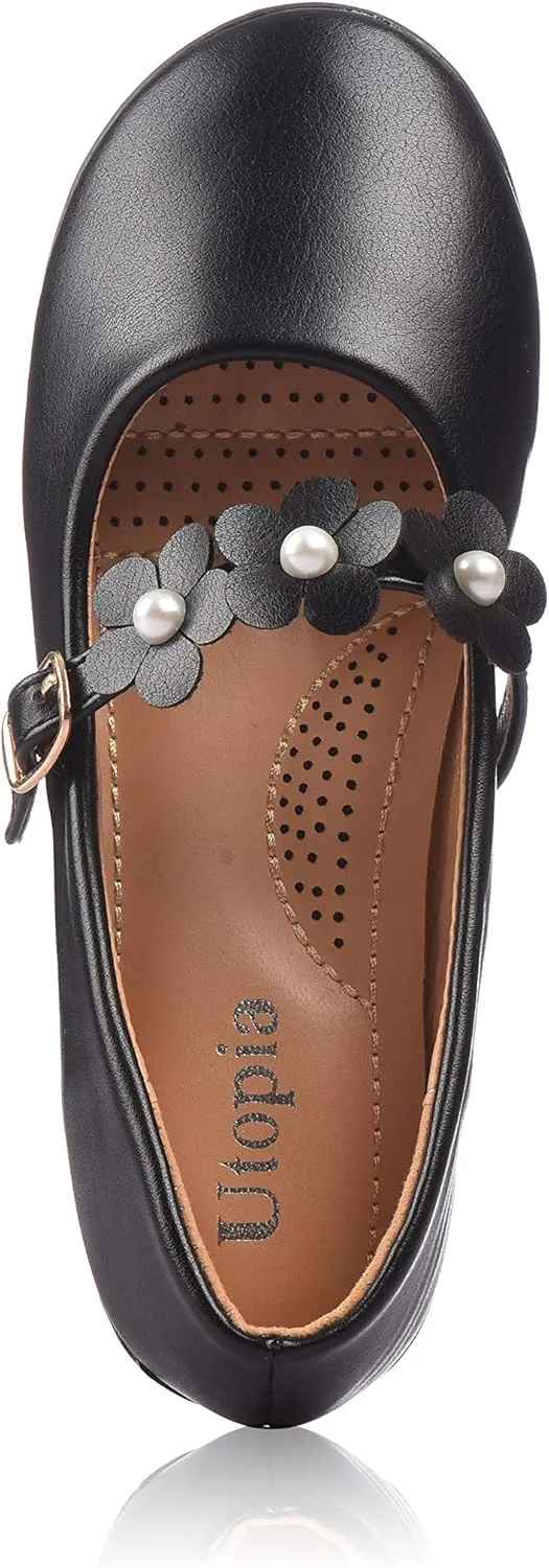 Nova Utopia Toddler Little Girls Flower Girl Dress Ballet Mary Jane Bow Flat Shoes