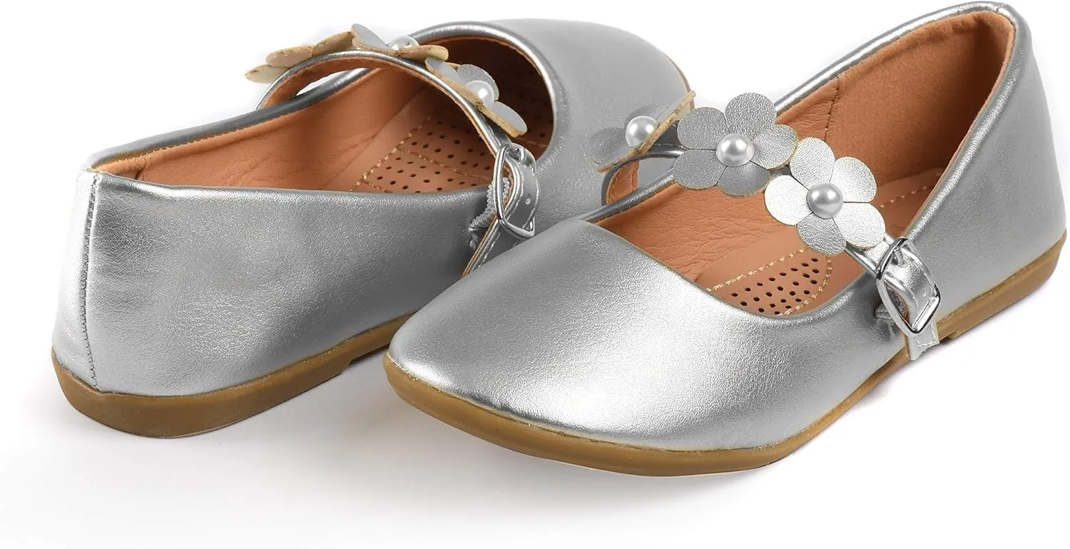 Nova Utopia Toddler Little Girls Flower Girl Dress Ballet Mary Jane Bow Flat Shoes