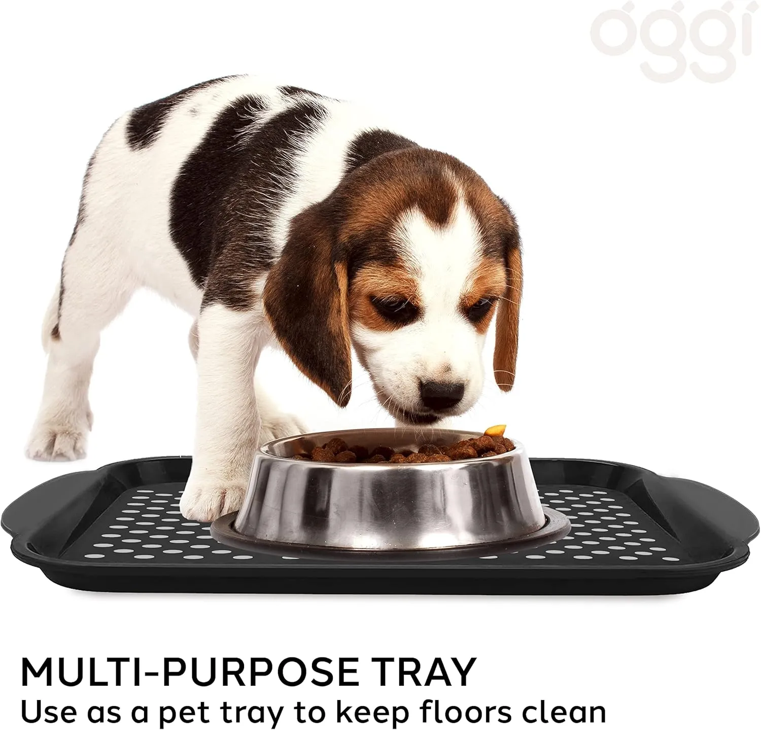 Oggi OGGI Anti Slip Serving Tray with Handles- Black Rectangle Tray - Ideal for Eating, Breakfast, Food, Appetizer Tray, Serving, 17.5 x 11.5 (5504.3)