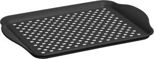 Oggi OGGI Anti Slip Serving Tray with Handles- Black Rectangle Tray - Ideal for Eating, Breakfast, Food, Appetizer Tray, Serving, 17.5 x 11.5 (5504.3)