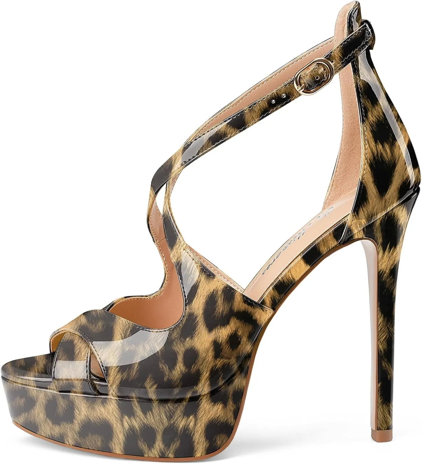 Oh Mispares Platform High Heel Sandals Peep Toe Stiletto Crisscross Strappy Buckle 5 inch Heels Dressy Heeled Sandals for Women/Girls