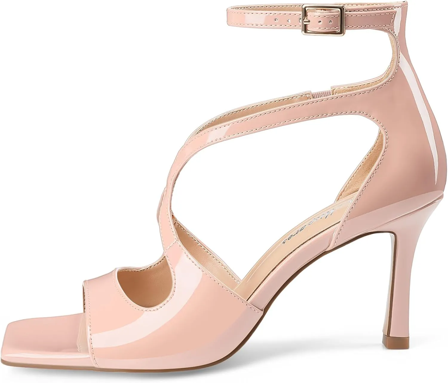 Oh Mispares Women’s Stiletto Heel Sandals Square Open Toe Strappy High Heels Ankle Strap Buckle 3.5 Inch Summer Dress Shoes for Party Wedding Prom