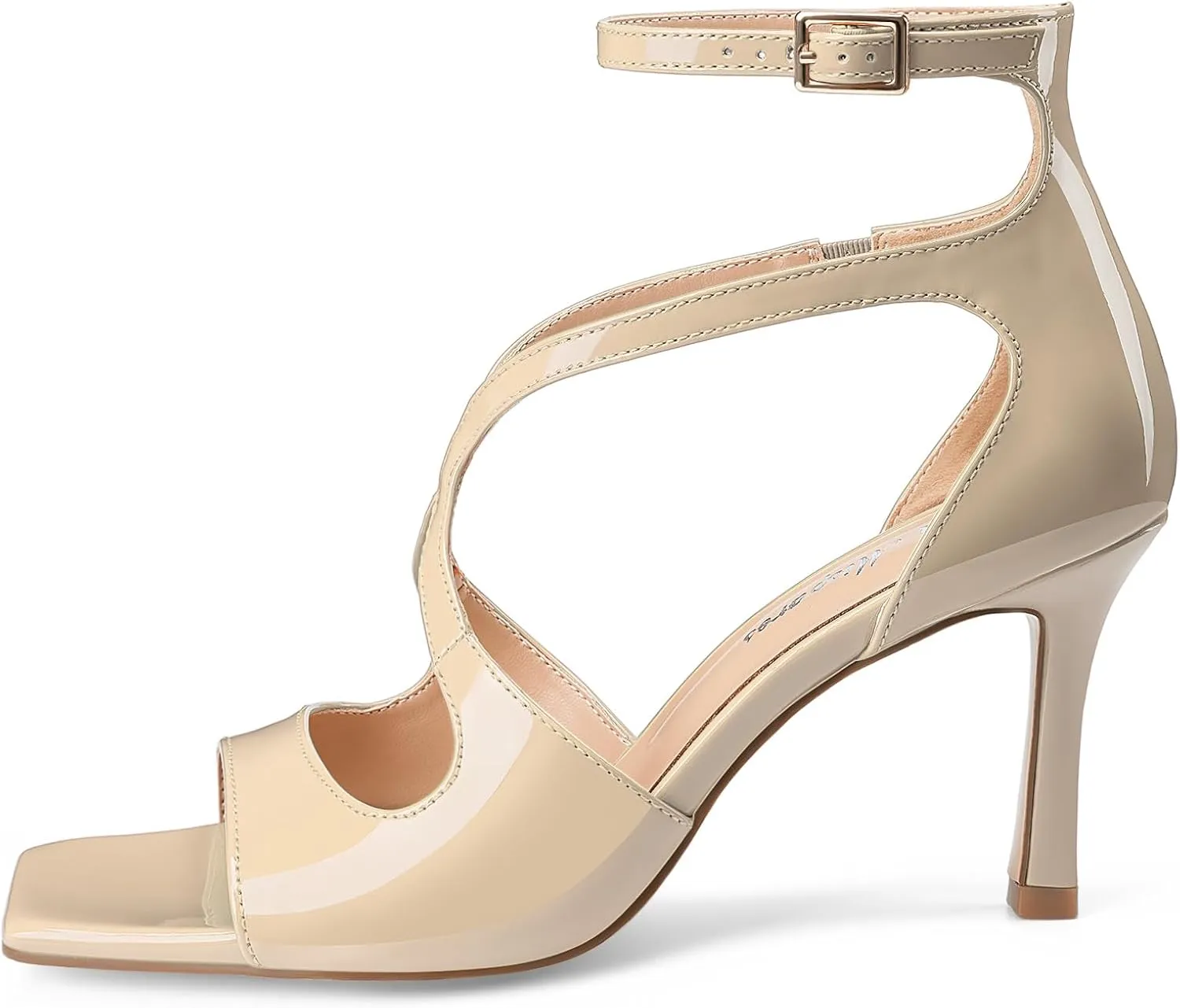 Oh Mispares Women’s Stiletto Heel Sandals Square Open Toe Strappy High Heels Ankle Strap Buckle 3.5 Inch Summer Dress Shoes for Party Wedding Prom