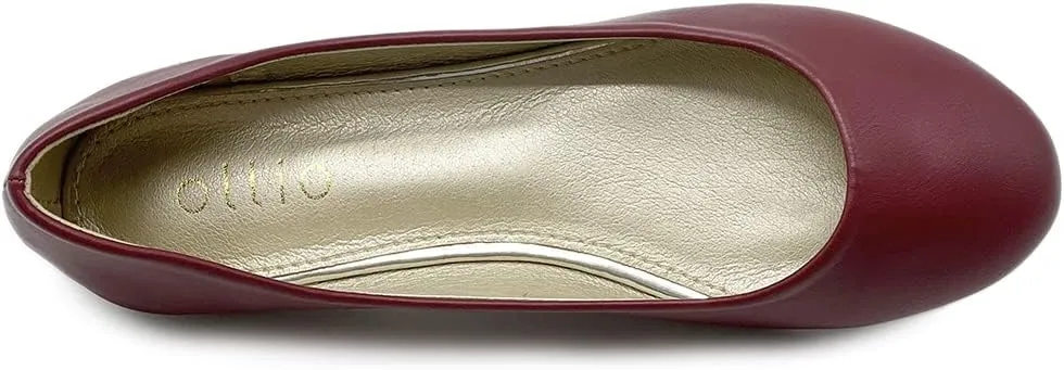 Ollio Women's Shoe Ballet Basic Light Comfort Low Heel Flat