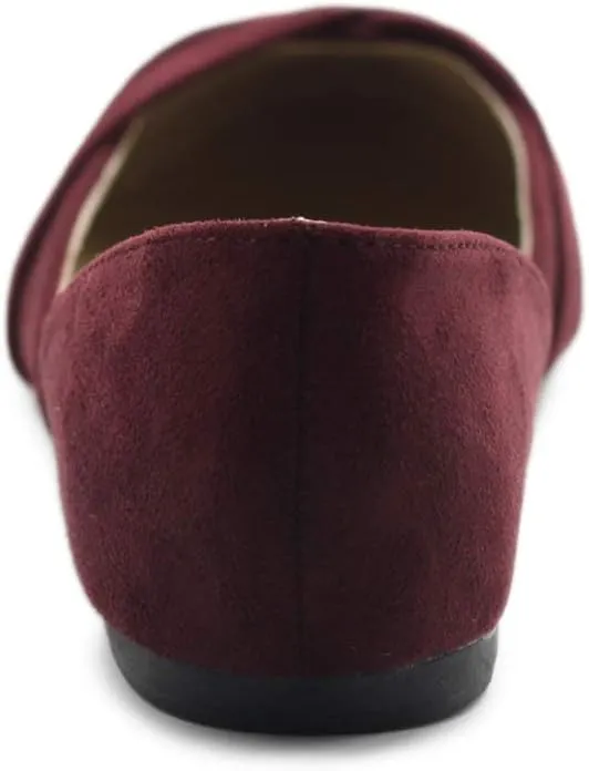 Ollio Women's Shoe Faux Suede Light Comforts D'Orsay Pointed Toe Braided Ballet Flat F85