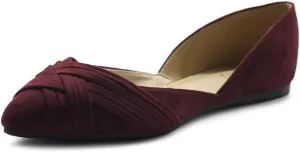 Ollio Women's Shoe Faux Suede Light Comforts D'Orsay Pointed Toe Braided Ballet Flat F85