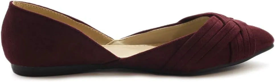 Ollio Women's Shoe Faux Suede Light Comforts D'Orsay Pointed Toe Braided Ballet Flat F85