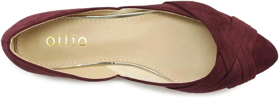 Ollio Women's Shoe Faux Suede Light Comforts D'Orsay Pointed Toe Braided Ballet Flat F85