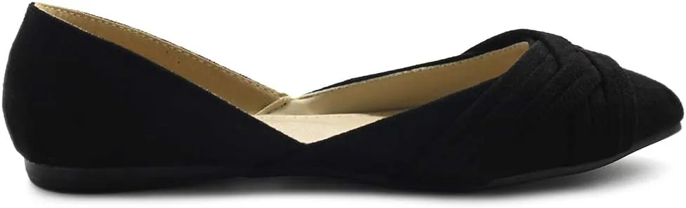 Ollio Women's Shoe Faux Suede Light Comforts D'Orsay Pointed Toe Braided Ballet Flat F85