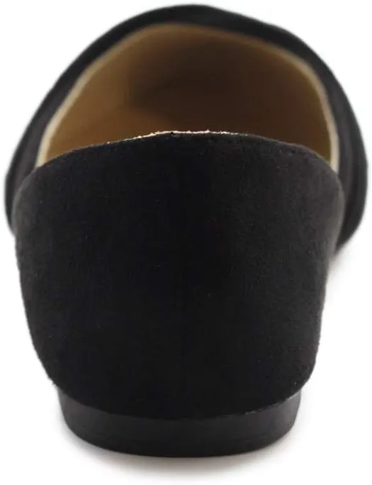 Ollio Women's Shoe Faux Suede Light Comforts D'Orsay Pointed Toe Braided Ballet Flat F85