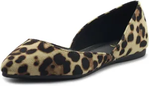 Ollio Womens Shoe Faux Suede Slips On Comfort Light Pointed Toe Ballet Flats ZM1710F (7.5 B(M) US, Leopard)