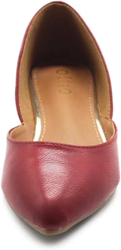 Ollio Women's Shoes Faux Leather Slip On Comfort Light Pointed Toe Ballet Flats F113