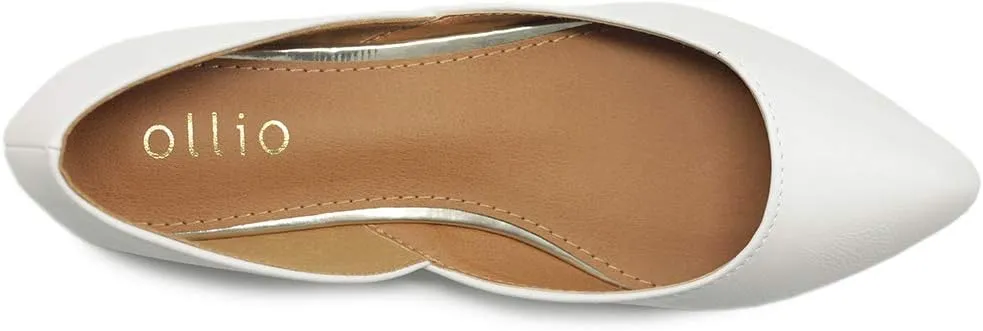 Ollio Women's Shoes Faux Leather Slip On Comfort Light Pointed Toe Ballet Flats F113