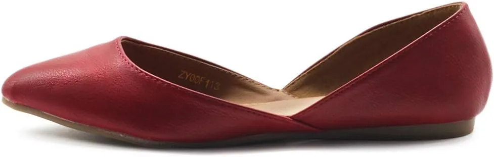 Ollio Women's Shoes Faux Leather Slip On Comfort Light Pointed Toe Ballet Flats F113