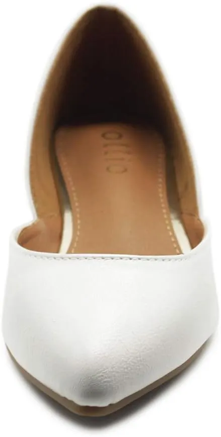 Ollio Women's Shoes Faux Leather Slip On Comfort Light Pointed Toe Ballet Flats F113