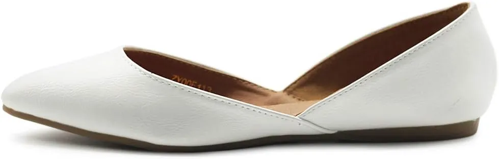 Ollio Women's Shoes Faux Leather Slip On Comfort Light Pointed Toe Ballet Flats F113
