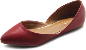 Ollio Women's Shoes Faux Leather Slip On Comfort Light Pointed Toe Ballet Flats F113