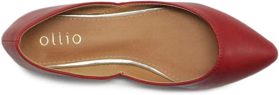 Ollio Women's Shoes Faux Leather Slip On Comfort Light Pointed Toe Ballet Flats F113