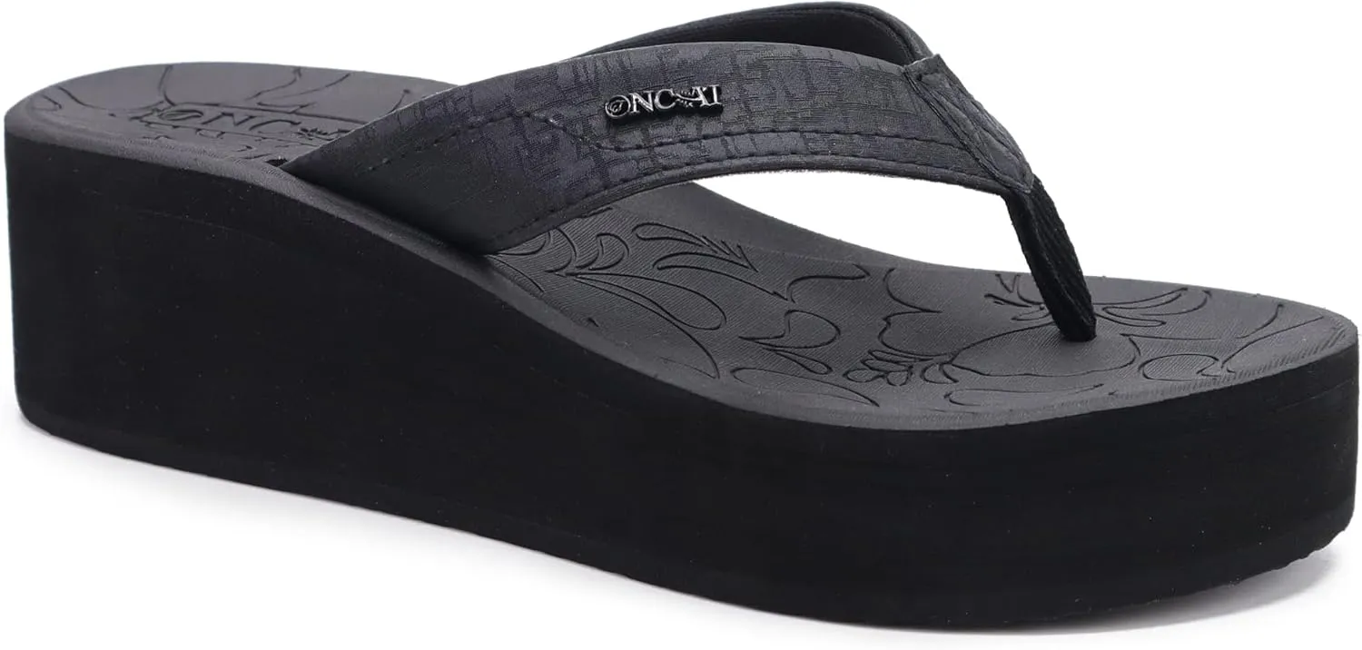 ONCAI Women’s Platform Flip Flops Trendy Dressy Womans Summer Sandals with Comfortable Flatform Arch Support Walking Outdoor Rubber Soles (US Size 5-11)
