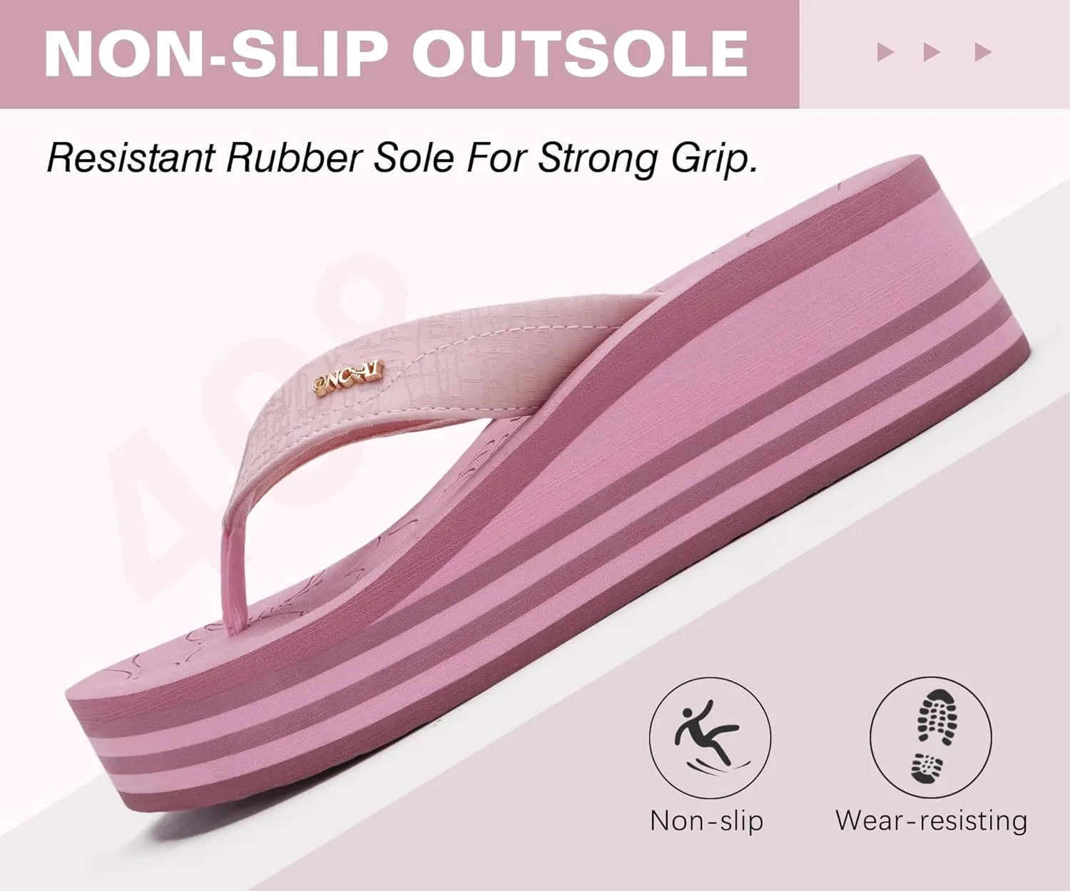 ONCAI Women’s Platform Flip Flops Trendy Dressy Womans Summer Sandals with Comfortable Flatform Arch Support Walking Outdoor Rubber Soles (US Size 5-11)