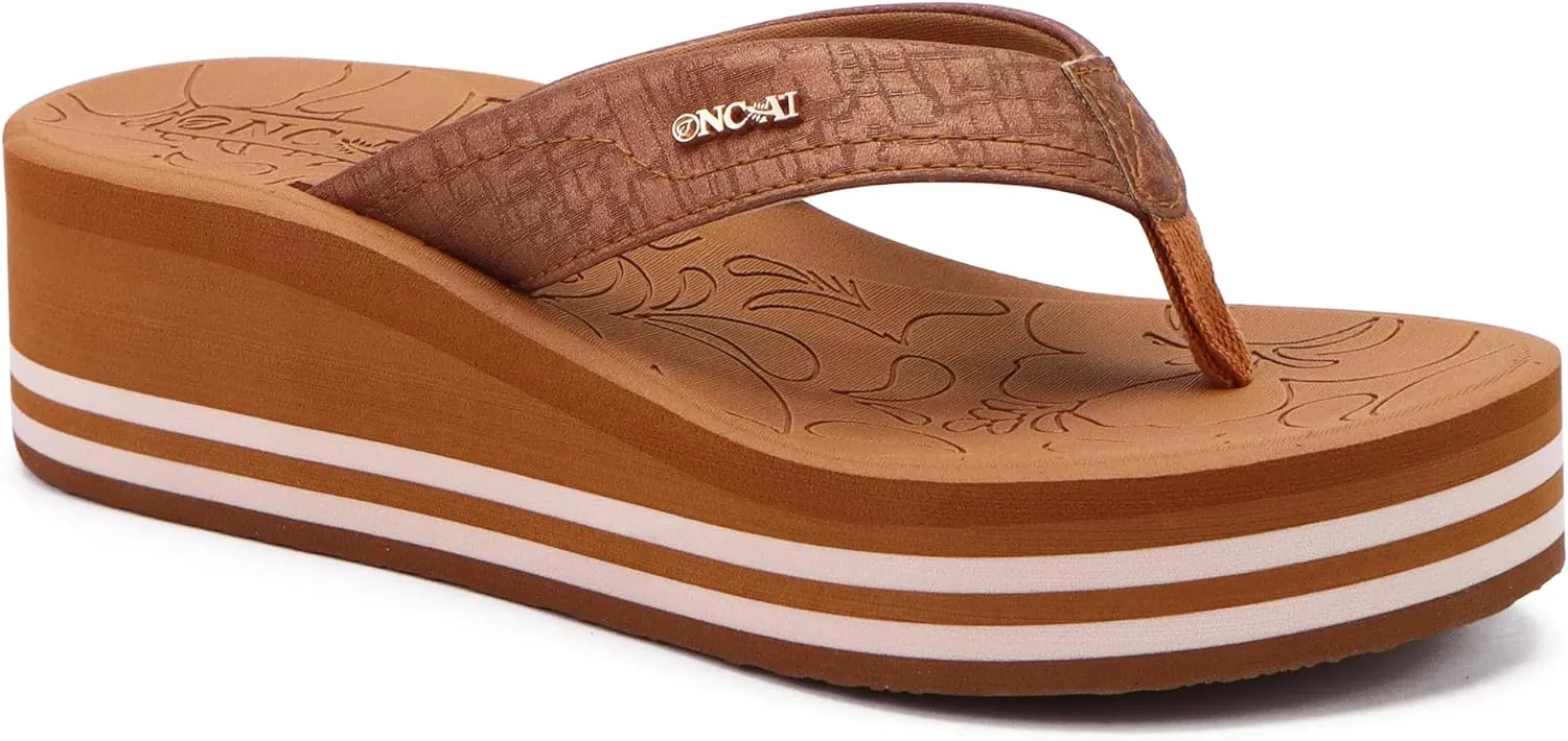 ONCAI Women’s Platform Flip Flops Trendy Dressy Womans Summer Sandals with Comfortable Flatform Arch Support Walking Outdoor Rubber Soles (US Size 5-11)