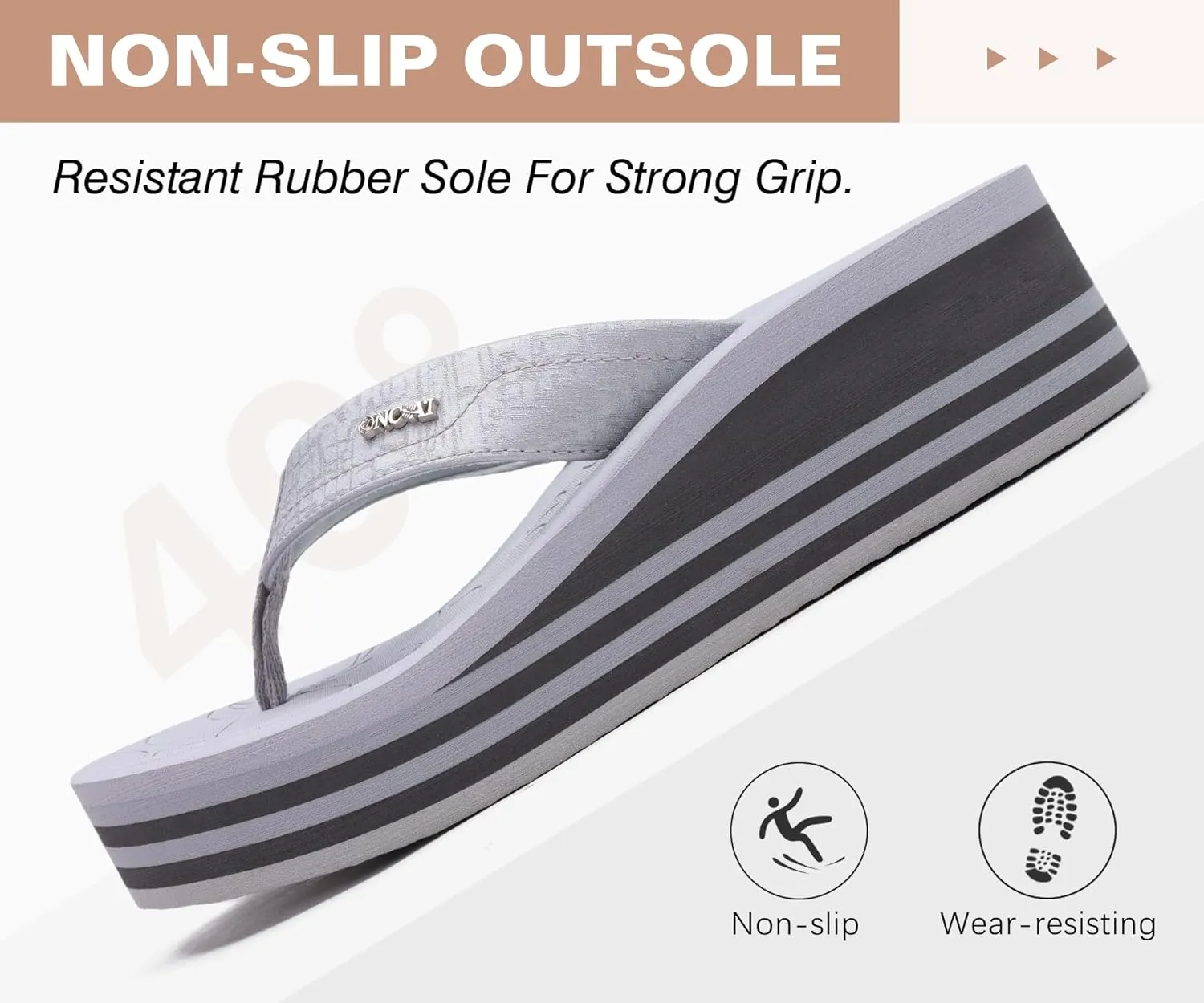 ONCAI Women’s Platform Flip Flops Trendy Dressy Womans Summer Sandals with Comfortable Flatform Arch Support Walking Outdoor Rubber Soles (US Size 5-11)