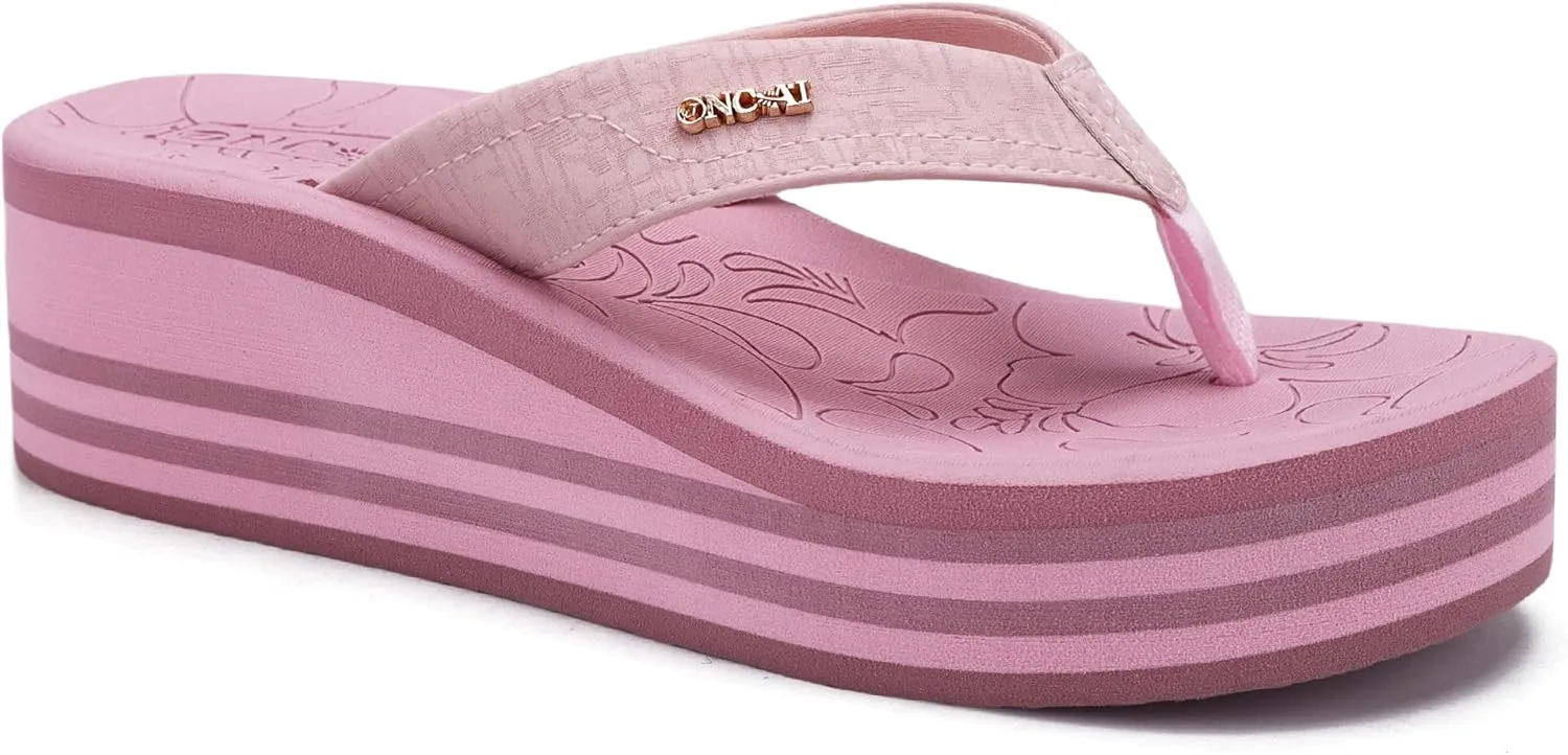 ONCAI Women’s Platform Flip Flops Trendy Dressy Womans Summer Sandals with Comfortable Flatform Arch Support Walking Outdoor Rubber Soles (US Size 5-11)