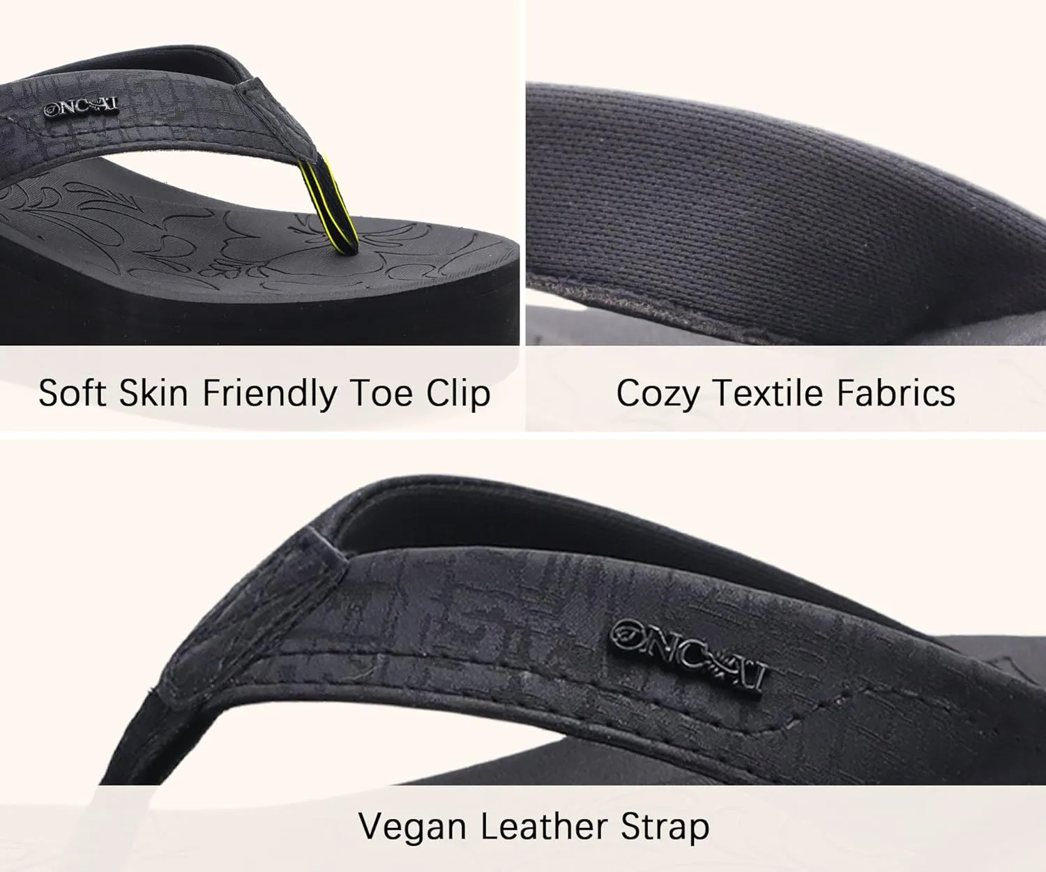 ONCAI Women’s Platform Flip Flops Trendy Dressy Womans Summer Sandals with Comfortable Flatform Arch Support Walking Outdoor Rubber Soles (US Size 5-11)