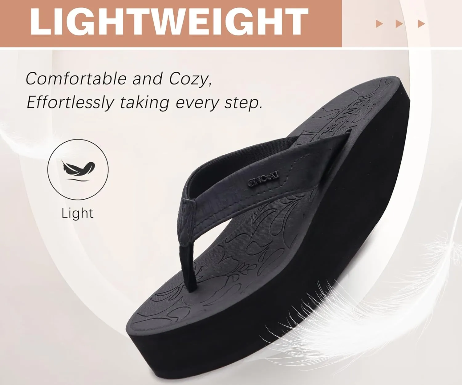 ONCAI Women’s Platform Flip Flops Trendy Dressy Womans Summer Sandals with Comfortable Flatform Arch Support Walking Outdoor Rubber Soles (US Size 5-11)