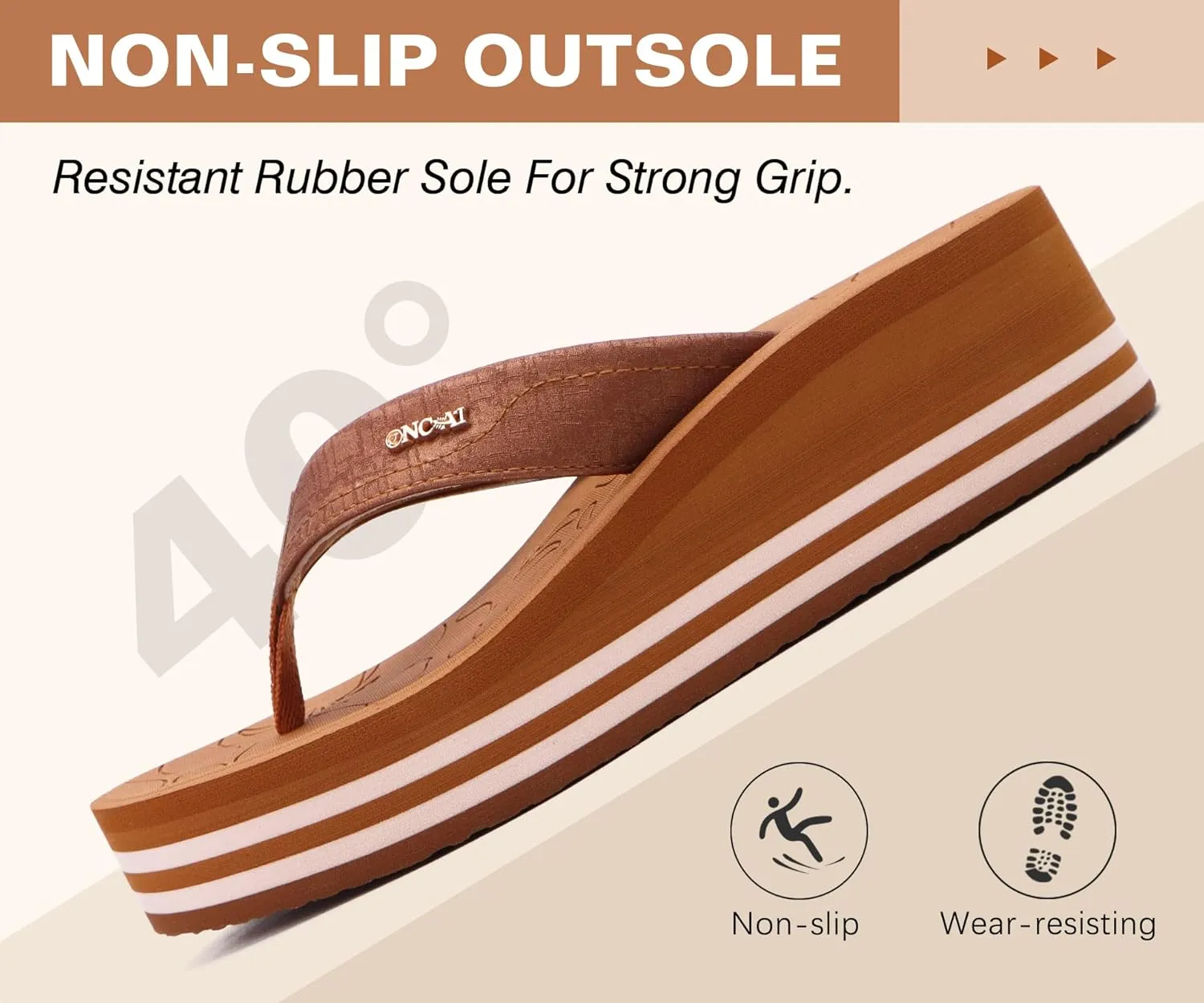 ONCAI Women’s Platform Flip Flops Trendy Dressy Womans Summer Sandals with Comfortable Flatform Arch Support Walking Outdoor Rubber Soles (US Size 5-11)
