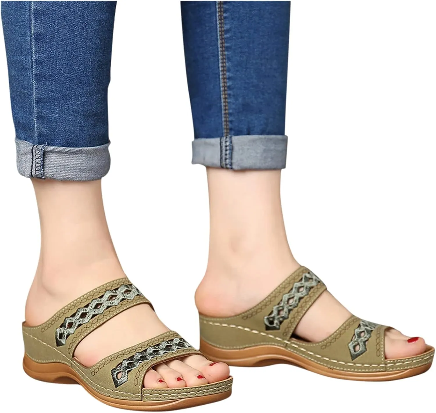 Orthopedic Sandals for Women with Arch Support Fashion Breathable Hollow Sandals Anti Slip Summer Flats Shoes