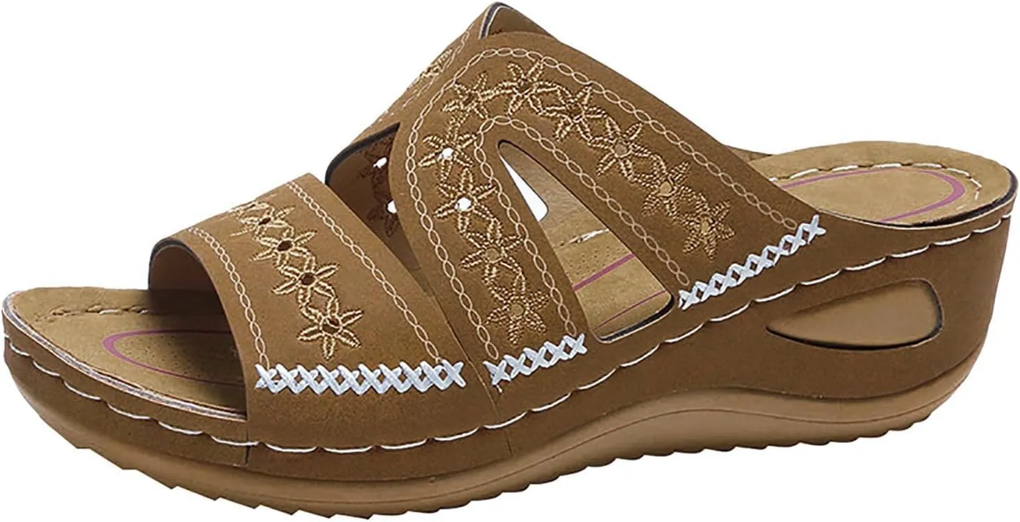 Orthopedic Sandals for Women, Women Summer Dressy Comfortable Sandals Arch Support Wedge Sandals 2025 Non Slip Flip Flops Sandals