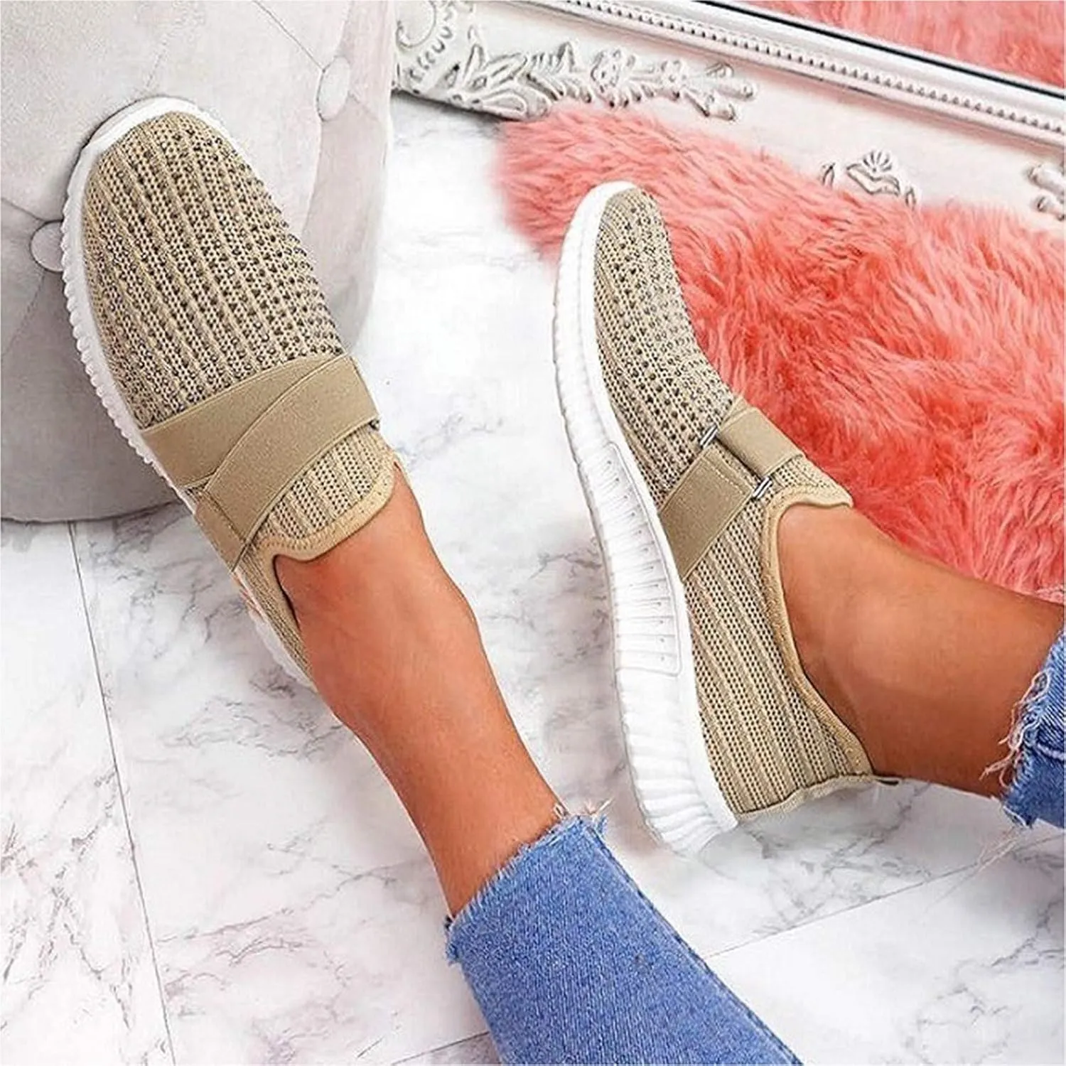 Orthopedic Shoes for Women Slip On Walking Shoes with Arch Support Breathable Lightweight Running Sneakers