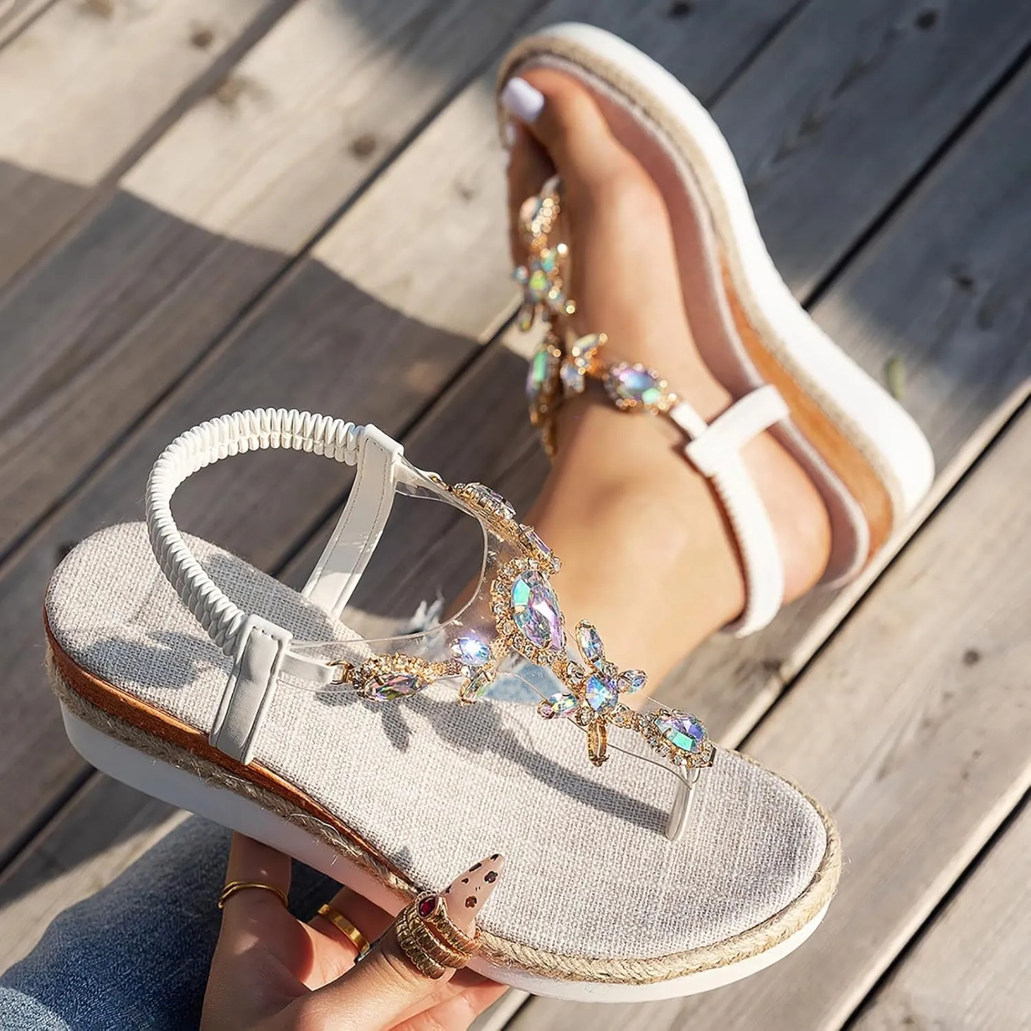 Orthopedic Wedge Sandals for Women Summer Dressy 2025 Womens Low Heels Sandal,Wide Width Platform Comfort Walking Non Slip Casual Beach Ankle Elastic Bohemian Woven Shoes