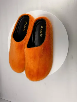 Pazzle Women's Furry-10 Short Plush Faux Fur Fuzzy Slip On Closed Toe Clog Sandals
