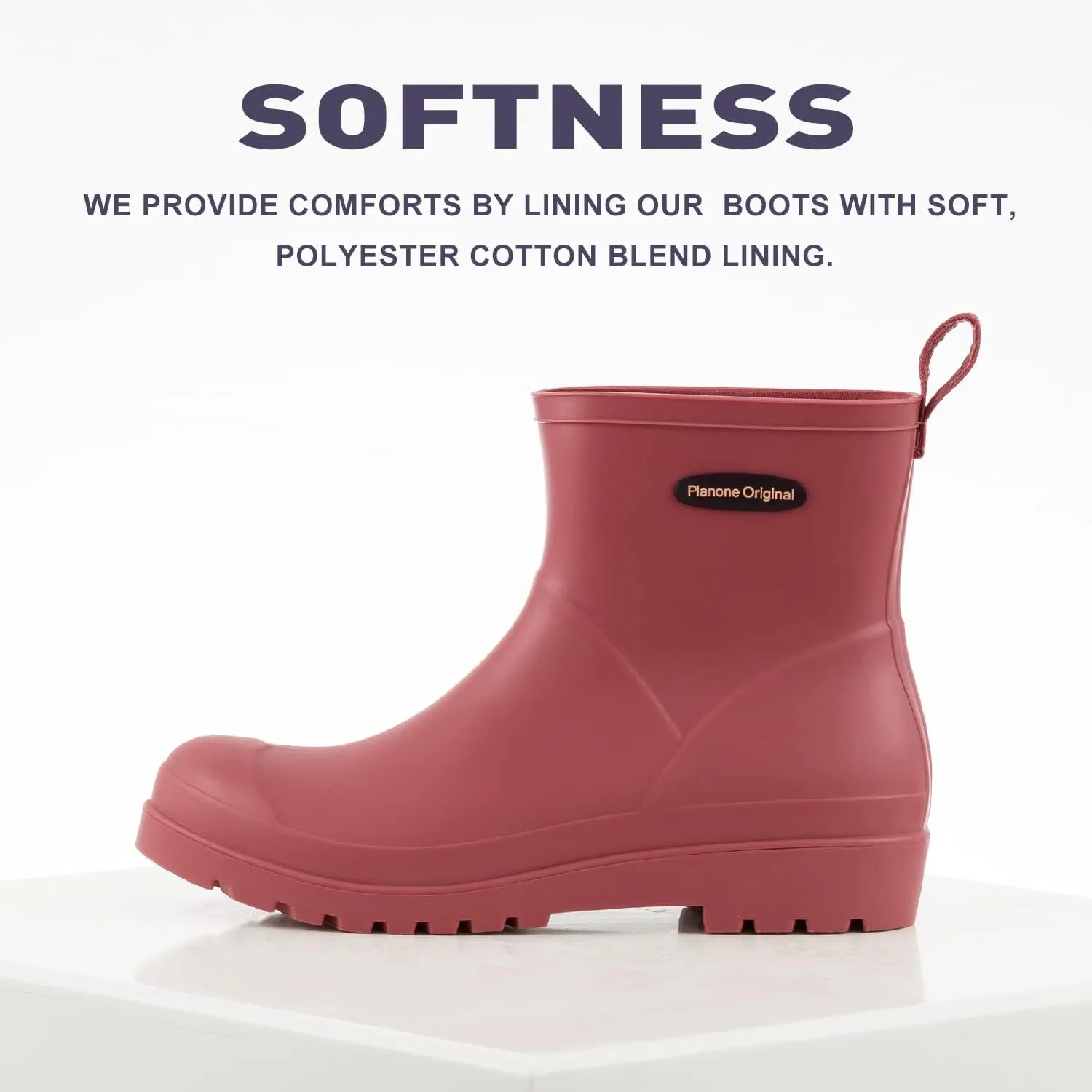 planone Short Rain Boots Women Fashion Waterproof Chelsea Boots for Women Matte Outdoor Garden Shoes Ankle Muck Boots for Ladies Non Slip Work Shoes Rubber Boots with Premium Comfort Insole