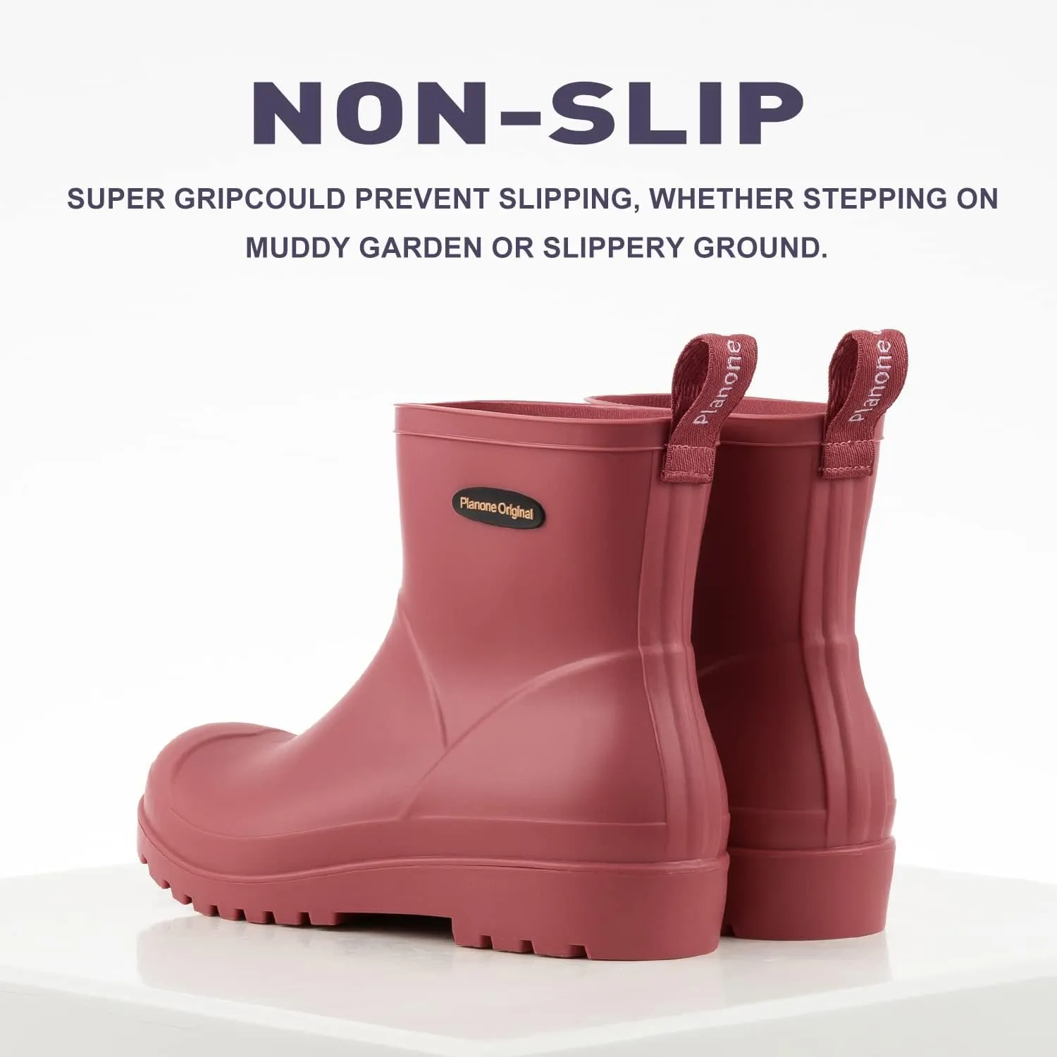 planone Short Rain Boots Women Fashion Waterproof Chelsea Boots for Women Matte Outdoor Garden Shoes Ankle Muck Boots for Ladies Non Slip Work Shoes Rubber Boots with Premium Comfort Insole