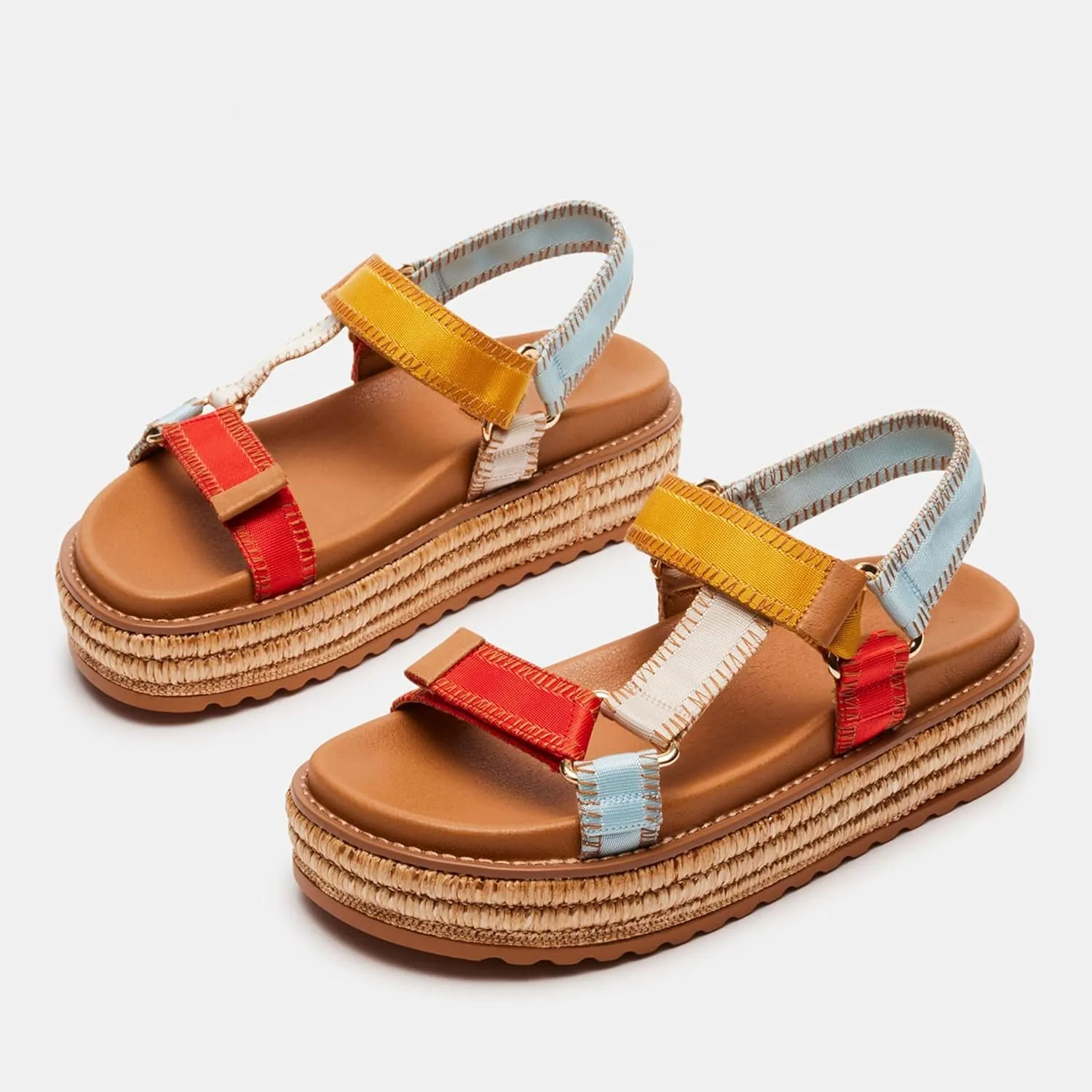 Platform Sandals for Women Sandals Cute And Stylish Open Toe Raffia Sandals Womens Slip On Casual Shoes
