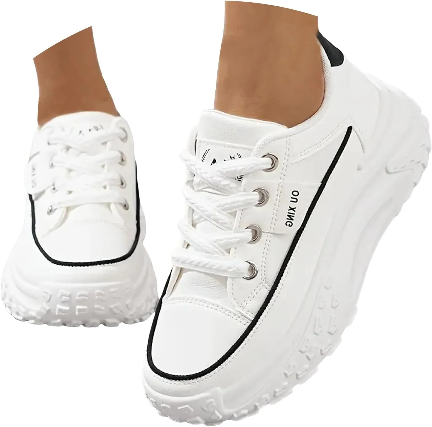 Platform Sneakers Women Chunky Sneakers Casual Walking Shoes Preppy Shoes Non Slip Breathable Fashion Sneakers