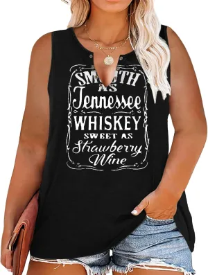 Plus Size Smooth As Tennessee Whiskey Shirt Women Ring Hole Sleeveless Sexy V-Neck Country Music Tank Top Tshirt